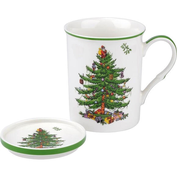 Spode Christmas Tree Holiday Mug and Coaster Set Holiday Gift Box New in Box - Picture 2 of 9